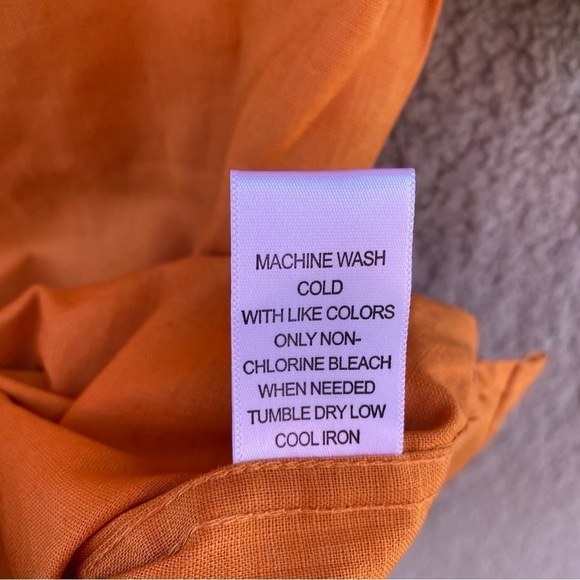 Pacsun Orange Embroidered Logo Linen Blend Short Sleeve Button Camp Shirt Sz L - Picture 8 of 8